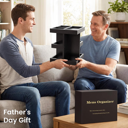 Gift for Men,Mens Organizer,Cologne Stand with Rotate,Mens Accessory Organizers or Valet Tray,Birthday Gift for Dad,Husband,Boyfriend,Anniversary Idea for Him,Watch,Perfume Holder,Fathers Day Gift