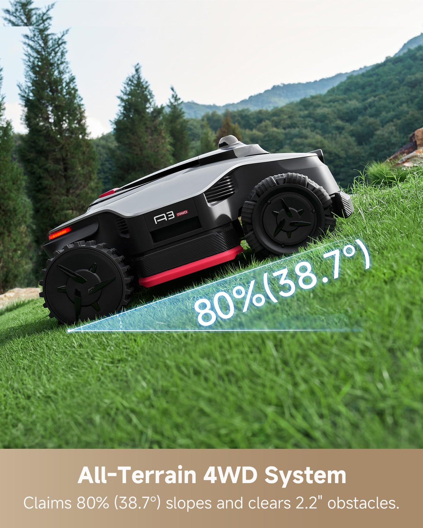 DREAME LiDAR 5000 Robot Lawn Mower A3 AWD Pro Wire Free No RTK, 4WD for 38.7° Slopes, Dual AI Vision Robotic Lawn Mowers,Dual-Disc Cutting 15.8" Width, Smart Zero-Edge, App Control for 1.25 Acre