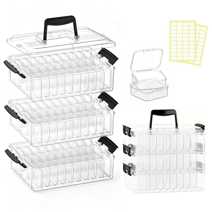 VANSUNS Bead Organizer Box 90 Pcs, 3-Tier Large Capacity Stackable Bead Storage Containers, Portable Plastic Craft Organizers for Jewelry Making, Bracelets, DIY, Nail Art Charms