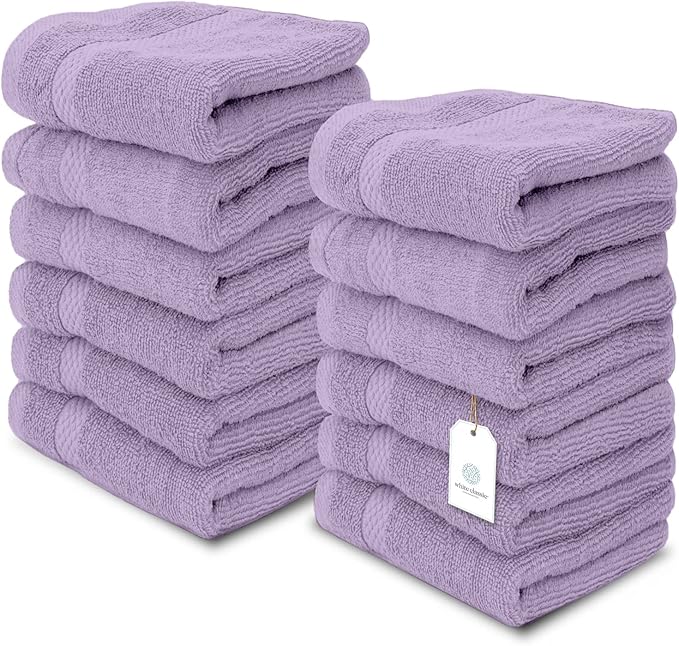 White Classic Luxury Cotton Washcloths 13x13 Inch