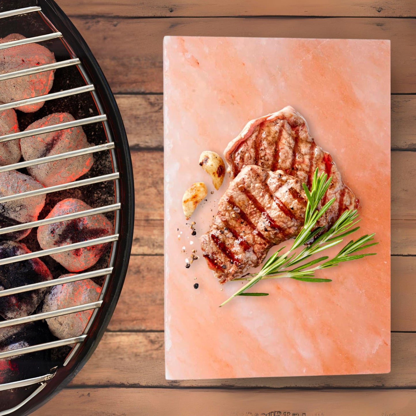 FOCUS NUTRITION Pink Himalayan Salt Block With Tray - Salt Stone For Grilling, Cooking, Serving | 100% Pure Salt Slab | Unique Gifts for Cooks | Food Grade