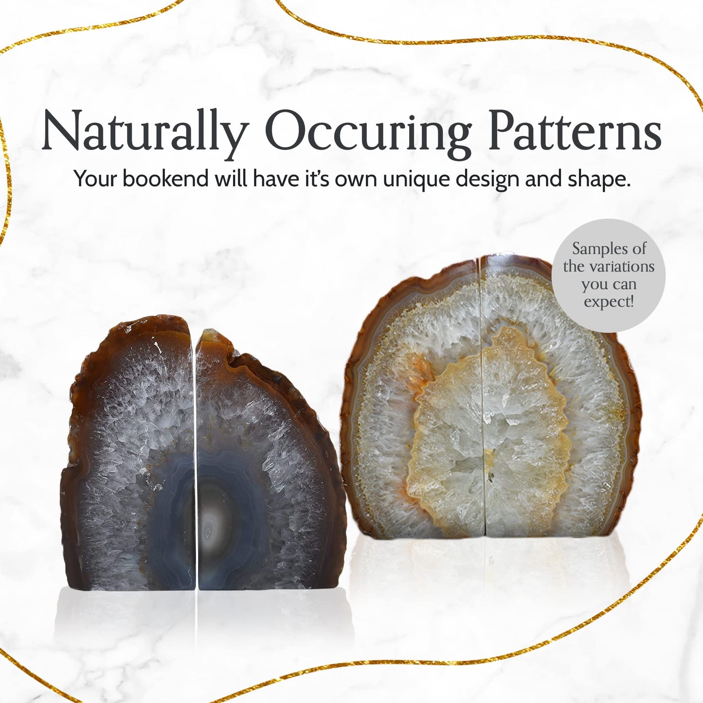 Nature's Decorations Natural Agate Bookends - A-Quality Medium Heavy Duty Geode, Earth Tone & Boho Decor, Unique Crystal Gift, 1 Pair (3-4 lbs)
