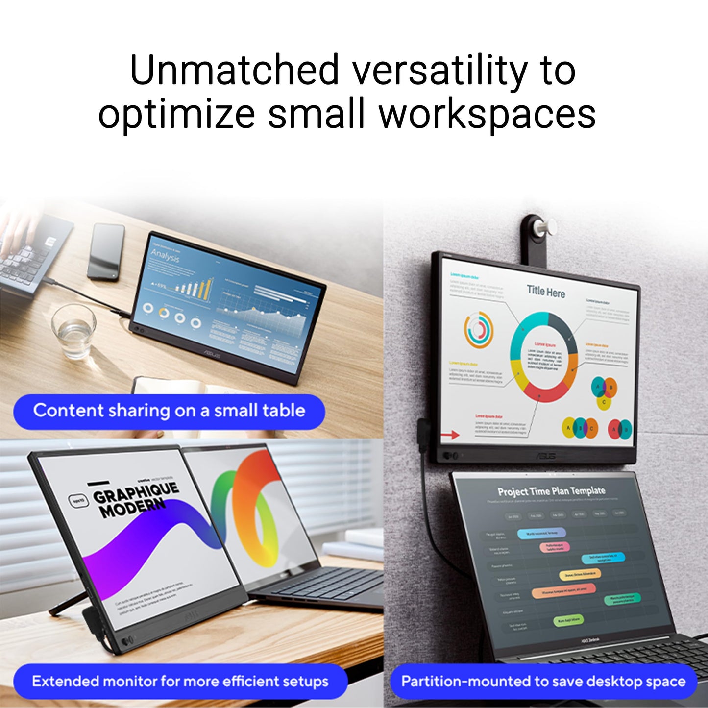 ASUS ZenScreen 16” Portable USB Monitor (MB169CK) - Full HD, IPS, Dual USB-C, Mini-HDMI, Eye Care, Flicker Free, Blue Light Filter, Anti-Glare Surface, 360° Kickstand, 3 yr Warranty