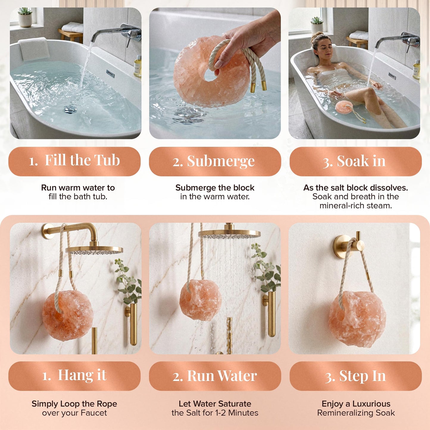 UMAID Himalayan Pink Salt Rock for Shower & Bath – Salt Buddy™ 4 lb Hanging Mineral Stone for Spa-Inspired Relaxation, Self-Care & Bath Soaks, Unique Wellness & Home Spa Gifts for Men & Women
