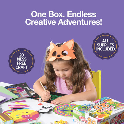 20 Arts & Crafts Kit for Kids, All-Inclusive, No Mess Craft Kits & Supplies for Boys & Girls – DIY Creative Activity, Easy Step-by-Step Guide, Individually Packaged Crafts, Christmas Gift, Travel Gift