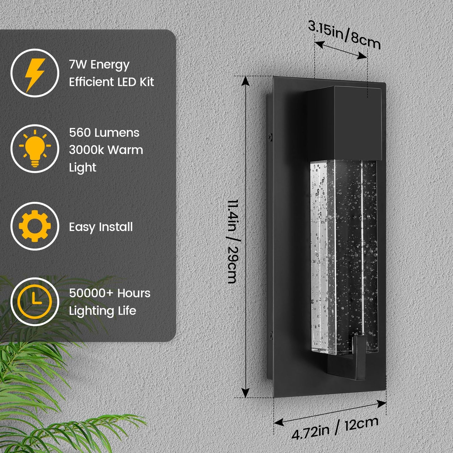 WOSHITU LED Wall Sconce Light: 11 Inch Black Modern Sconces Wall Lighting 3000K Dimmable Crystal Wall Lamps Indoor Bathroom Sconce Wall Mount Light Fixtures for Living Room/Bedroom/Hallway