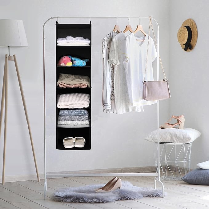 MAX Houser 6 Tier Shelf Hanging Closet Organizer, Closet Hanging Shelf