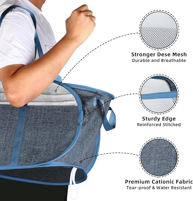 100L Collapsible Laundry Baskets, Tear Proof Pop Up Laundry Hamper