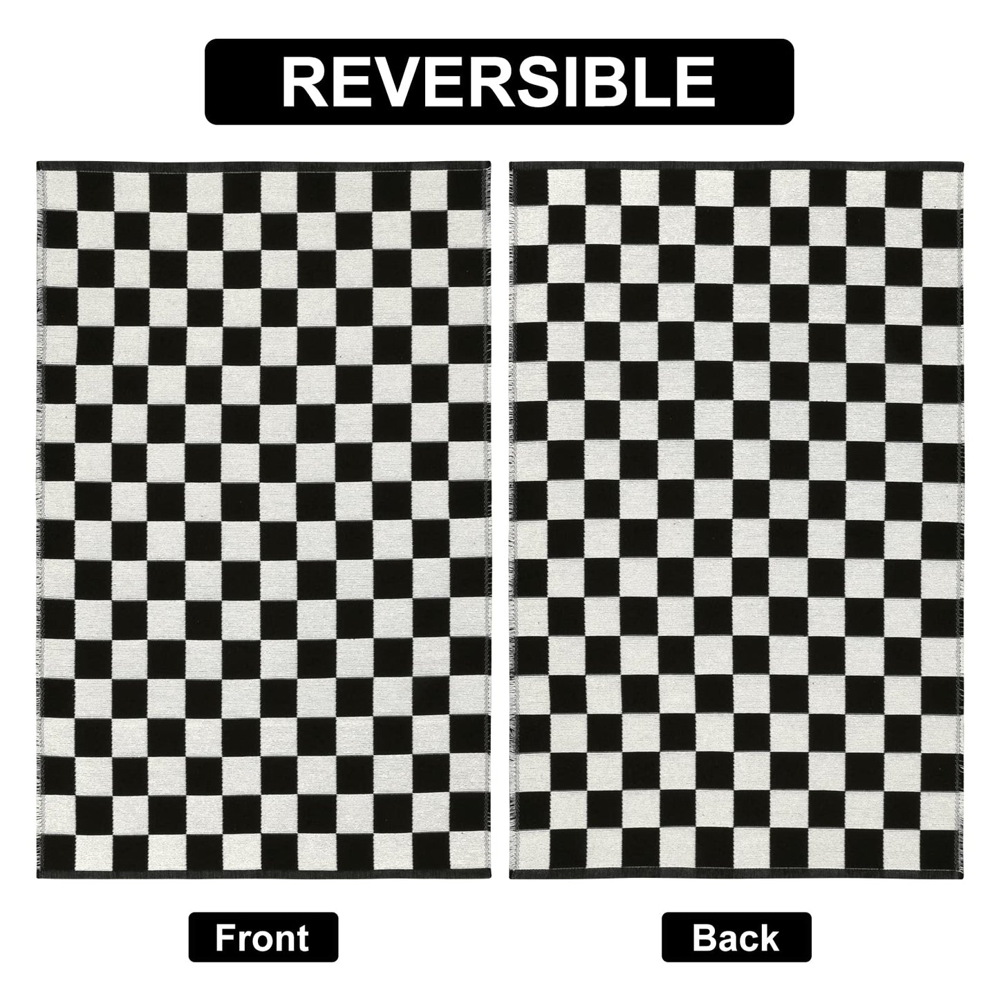 Seavish Checkered Rug, 2x3 Ft Black and White Moroccan Checkerboard Rug Washable Cotton Woven Washable Outdoor Rugs Reversible Floor Mat for Front Door Bedroom Entryway Kitchen Entryway