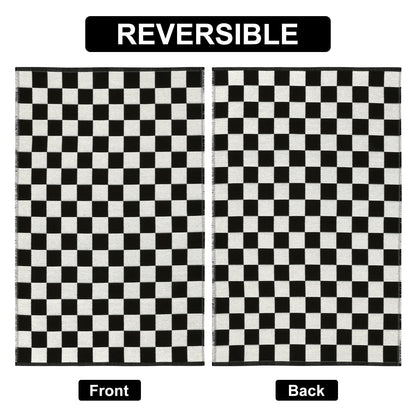 Seavish Checkered Rug, 2x3 Ft Black and White Moroccan Checkerboard Rug Washable Cotton Woven Washable Outdoor Rugs Reversible Floor Mat for Front Door Bedroom Entryway Kitchen Entryway