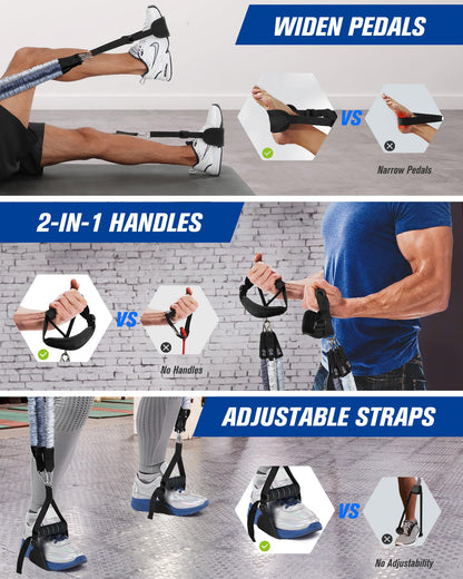 ALongSong Resistance Bands Set Men With Pilates Bar Set 6 Latex Exercise Bands 50-360Lbs/Handles Door/Anchor Pilates Equipment For Home Gym Workout Fitness
