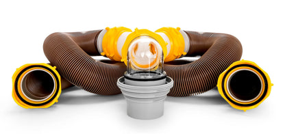 Camco 39667 Revolution 20' Sewer Hose Kit with Swivel Fittings and Wye Connector - Ready To Use Kit with Fittings, Hoses, and Storage Caps, Great For RVs with Separate Tank Valves
