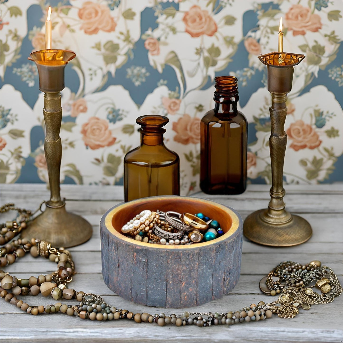 Handcrafted Mango Wood Decorative Bowl with Natural Bark Edge – Rustic Wooden Centerpiece Bowl for Potpourri, Candy Dish, Key Holder & Small Fruit Display – Farmhouse & Boho Home Décor Accent (7 Inch)