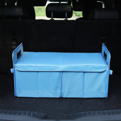 austoces Car Trunk Organizer With Soft Cover and Storage Bin Essentials Collapsible Organization Accessories for SUV/Sedan Blue