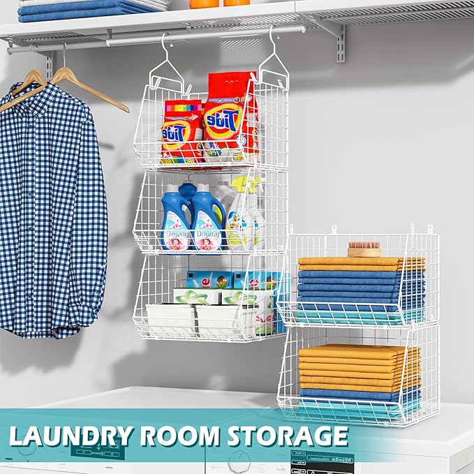 5 Tier Closet Hanging Organizer, Clothes Hanging Shelves