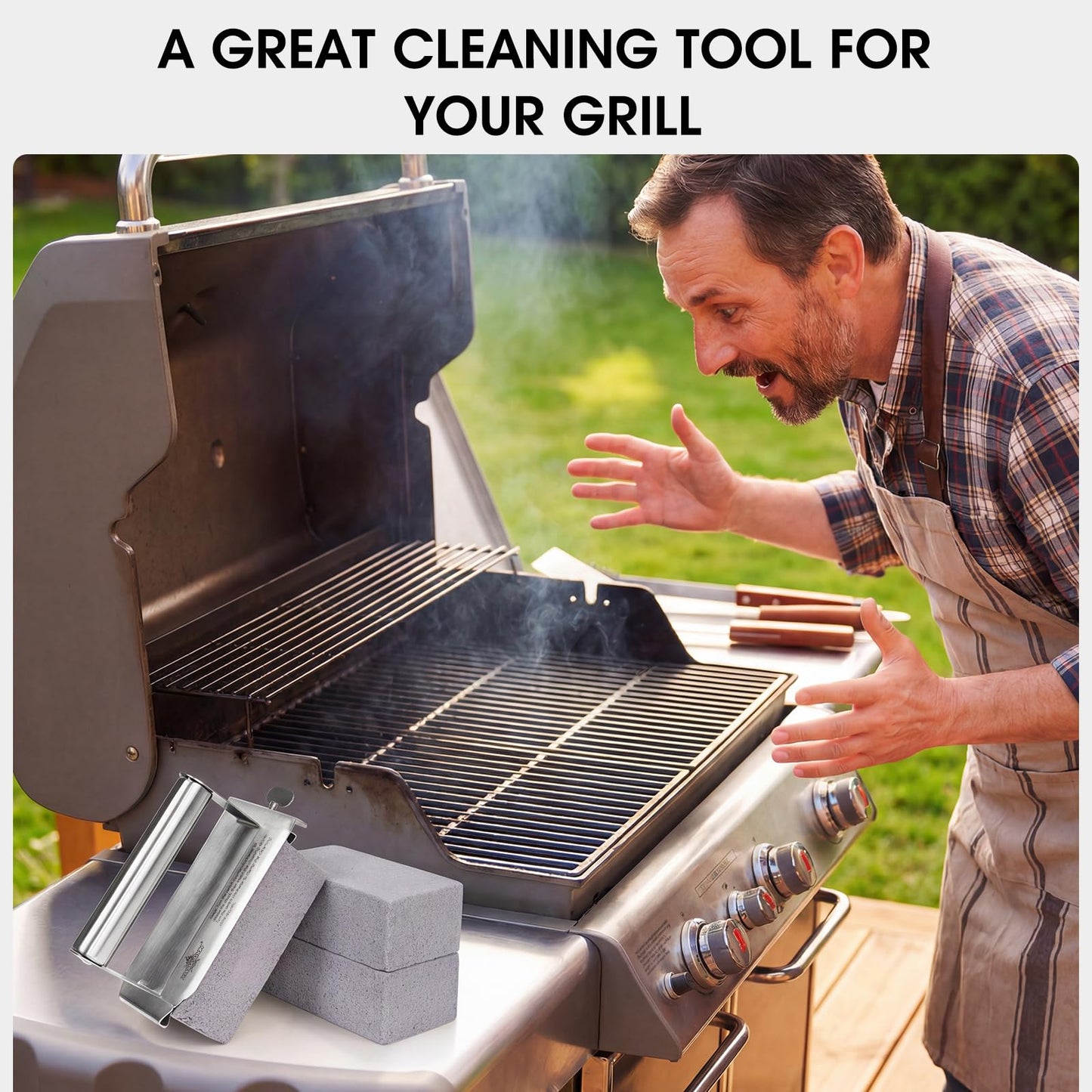 XUDAKAIXIN Grill Cleaning Bricks with Handle, Pumice Griddle Cleaning Stone Removing Stains for Grill,Plattop Griddle,Sink,Cookwares,Floor,Countertop(3-Pack with Handle)