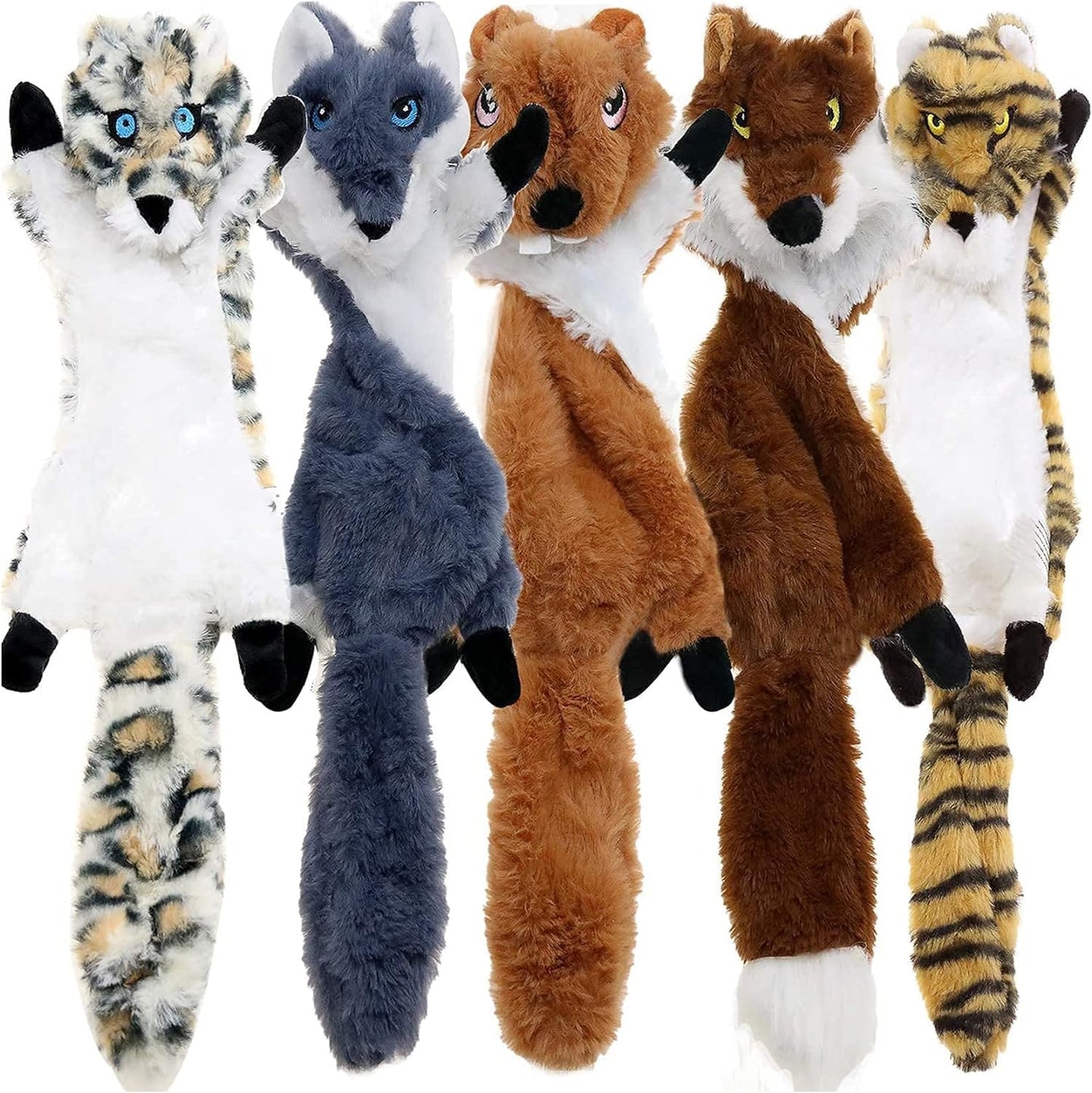 Newthinking No Stuffing Dog Toys, 5 Pack Squeaky Dog Toys Indestructible, Soft Plush Dog Toy for Small Medium Large Dogs