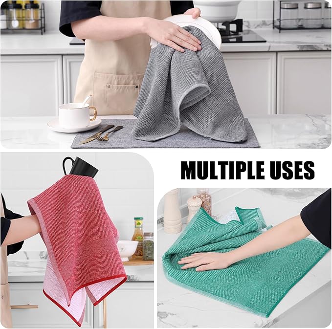 Homaxy Premium Kitchen Towels, Large Cotton Kitchen Hand Towels, Flat and Terry