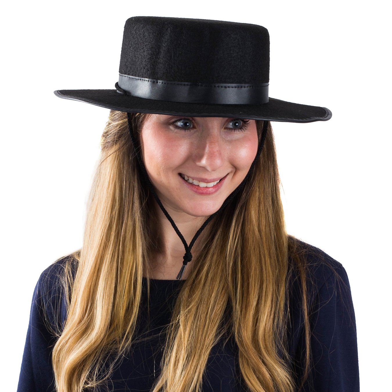 Tigerdoe Spanish - Gaucho Hat - Amish Hat - Black Flat Top Fedora Costume Hats