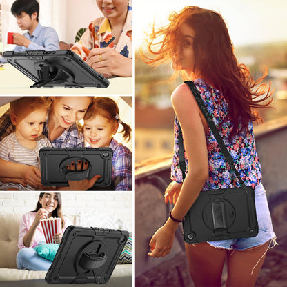 SEYMCY Case for Samsung Galaxy Tab A9+/ A9 Plus 11 Inch 2023, Full Body Shockproof with Screen Protector, 360° Rotating Hand Strap & Stand, Shoulder Strap for Samsung A9 Plus Tablet Case, Black