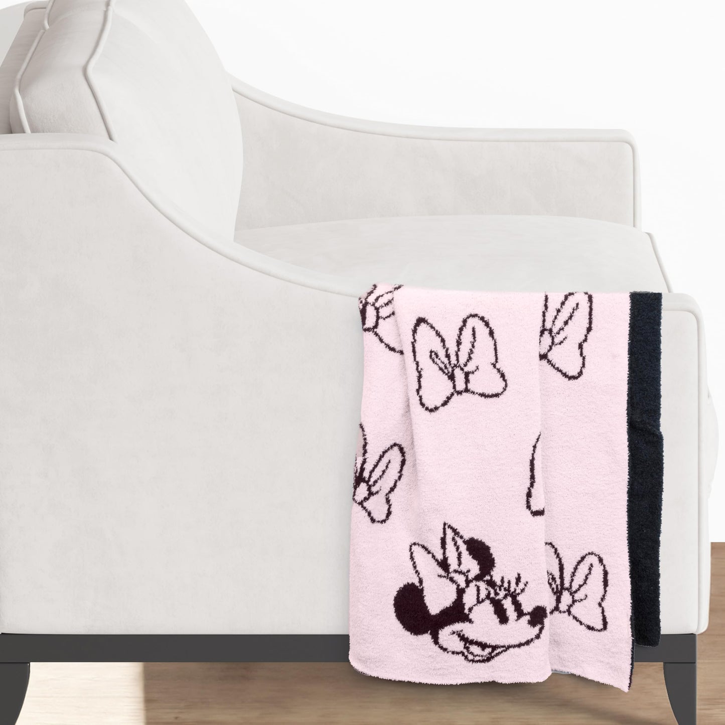 Jay Franco Disney Minnie Mouse Feather Knit Fluffy Throw Blanket for Girls - Light Pink Bows Fuzzy Blanket Measures 50 x 60 inch | Super Soft Lightweight Bedding