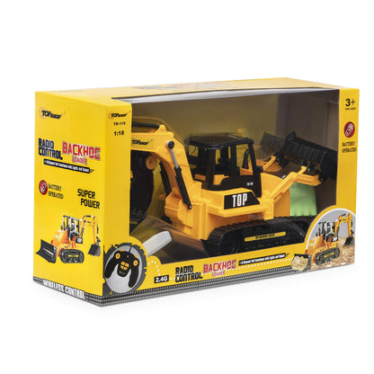 Top Race 8-Channel RC Excavator Tractor - Fully Functional Backhoe Loader with Lights and Sound - Remote Control Construction Digger Toy for Kids Ages 3+