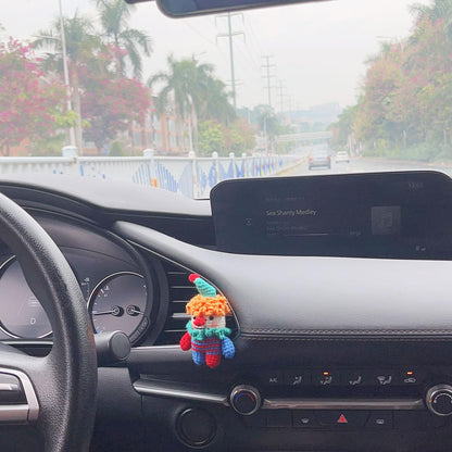 ZIUGLIKAL Cute Clown Car Air Vent Clip Handmade Crochet Anime Decoration Suitable for Car Air Vents Car Interior Accessories Car Gifts for Men & Women (Car air Vent Clown)