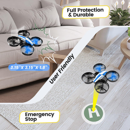 Holy Stone HS210 Mini Drone for Kids and Beginners RC Nano Quadcopter Indoor Small Helicopter Plane with Auto Hovering, 3D Flip, Headless Mode and 3 Batteries, Great Gift Toy for Boys and Girls, Blue