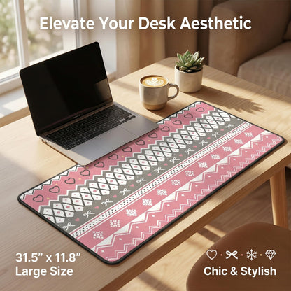 Large Desk Pad, 31.5" x 11.8" Desk Mat, Mouse Pad, Computer Laptop Desk Mat Mouse Keyboard Pad, Modern Abstract Desktop Protector, Desk Accessories, Desk Writing Makeup Mat for Office Home School
