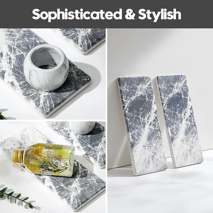 2PCS Bathroom Sink Vanity Trays, Water Absorbing Diatomite Stone Quick Drying