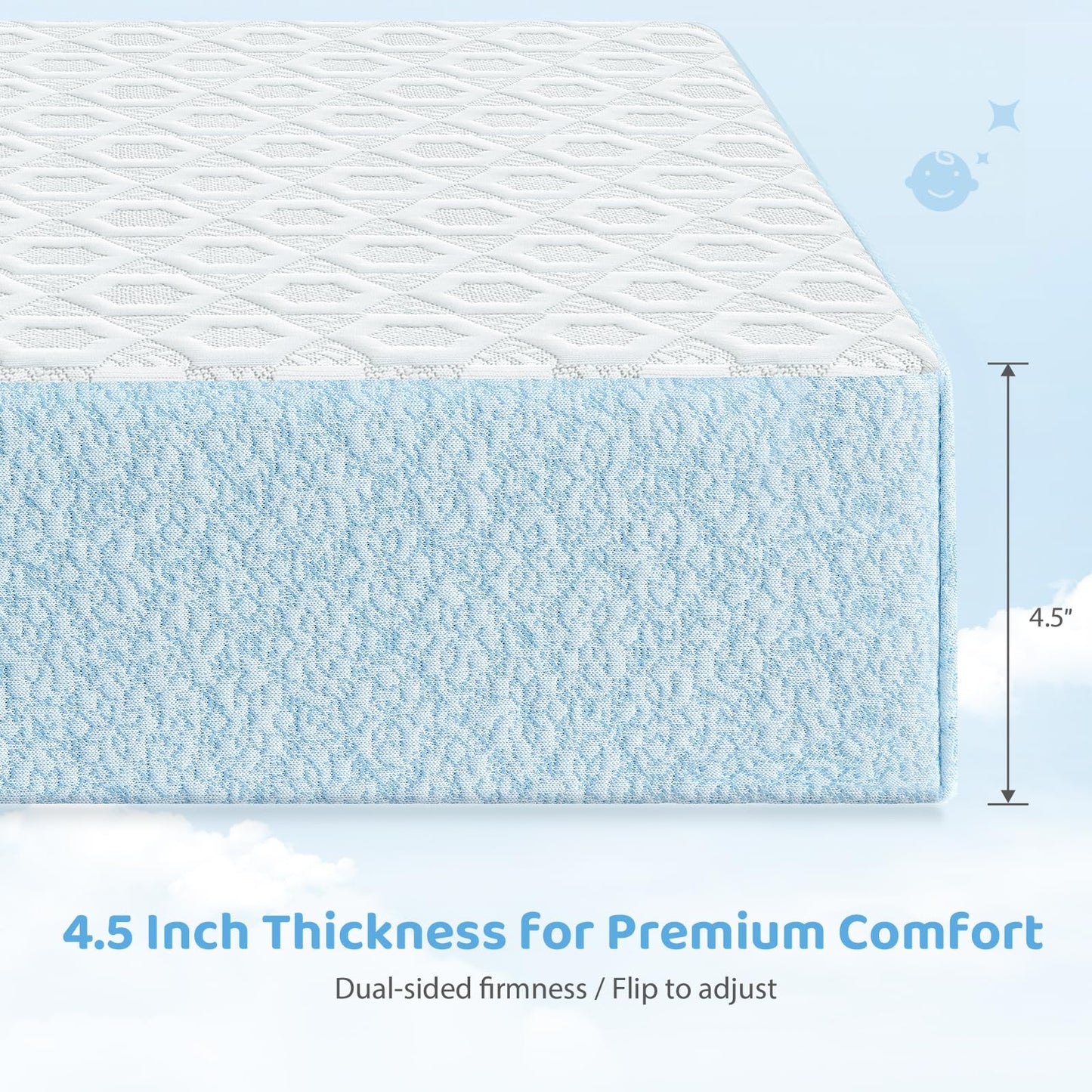 Dourxi Crib Mattress Dual-Sided Comfort Memory Foam Toddler Bed Mattress