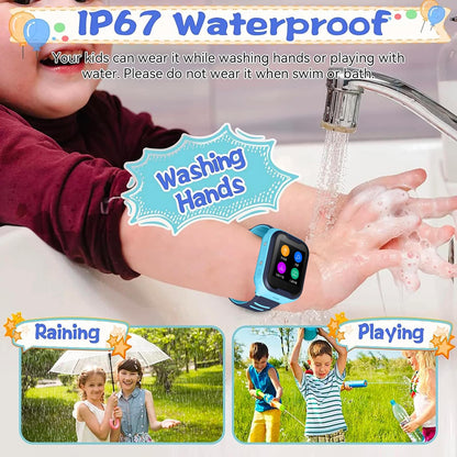 TEZILON Kids 4G GPS Smart Watch Real-Time Tracking Two-Way Phone Call GPS Tracker Waterproof Touchscreen Watch with Camera SOS Emergency Alarm Pedometer Tracker Watch Christmas Birthday 3-15 Present