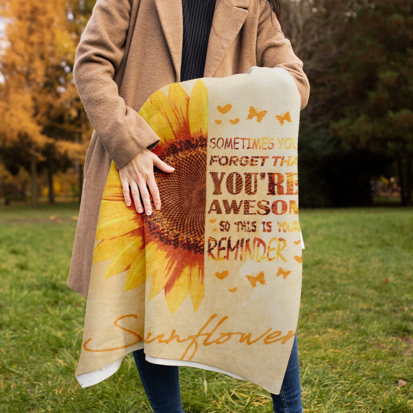 Sending Sunshine Christmas Gift for Women, Sunflower Christmas Gift Set for Mom, Care Package, Birthday Gifts Box,Thinking of You Gifts for Women, Friend, Sister, Mom with Inspirational Blanket