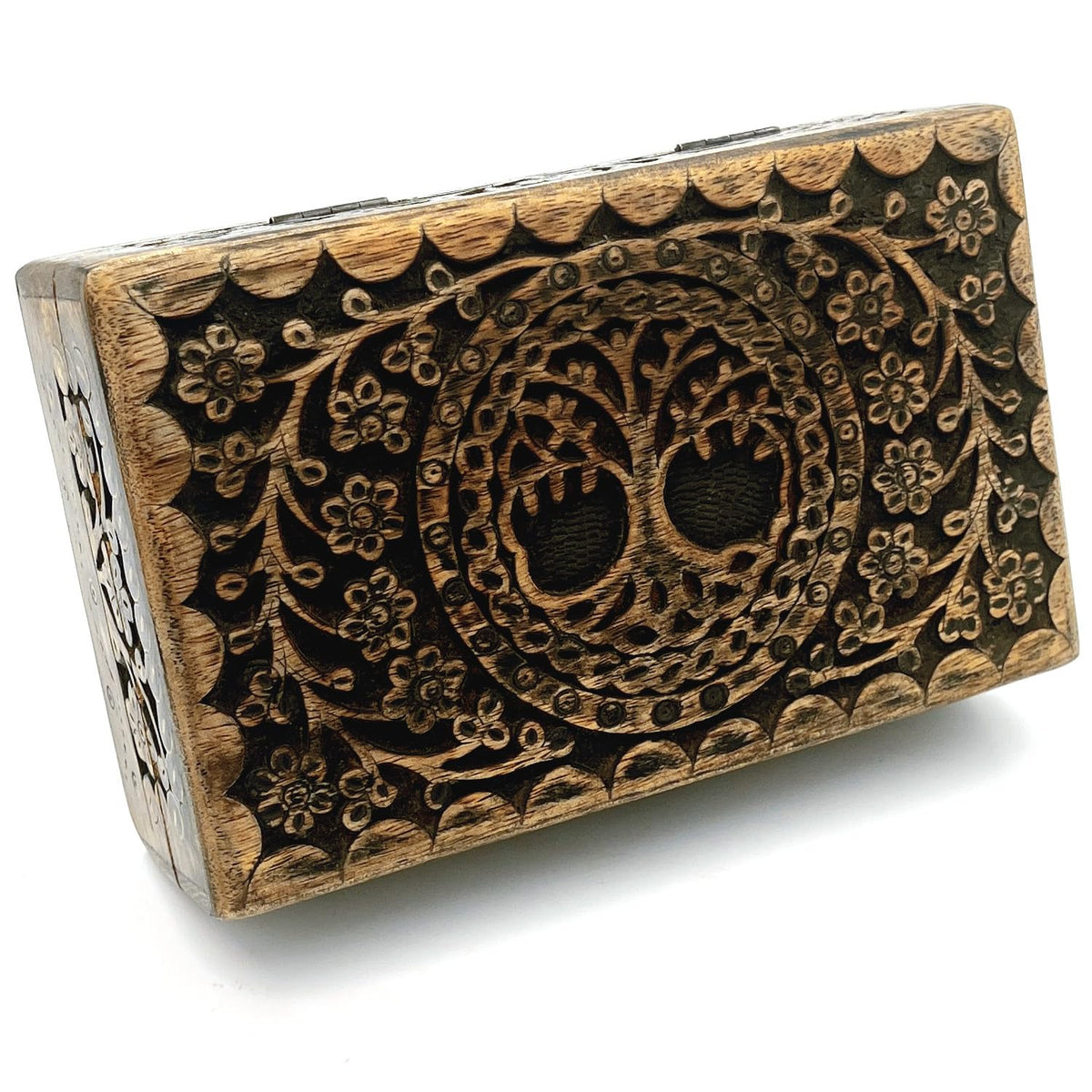 ZYNTIX Wooden Jewelery Box Decorative Box with Life of Tree Carving - Antique Design for Sister Birthday Gifts, Jewelry Organizer Gifts For Women Birthday Unique, wooden Handmade love Gift (Black)