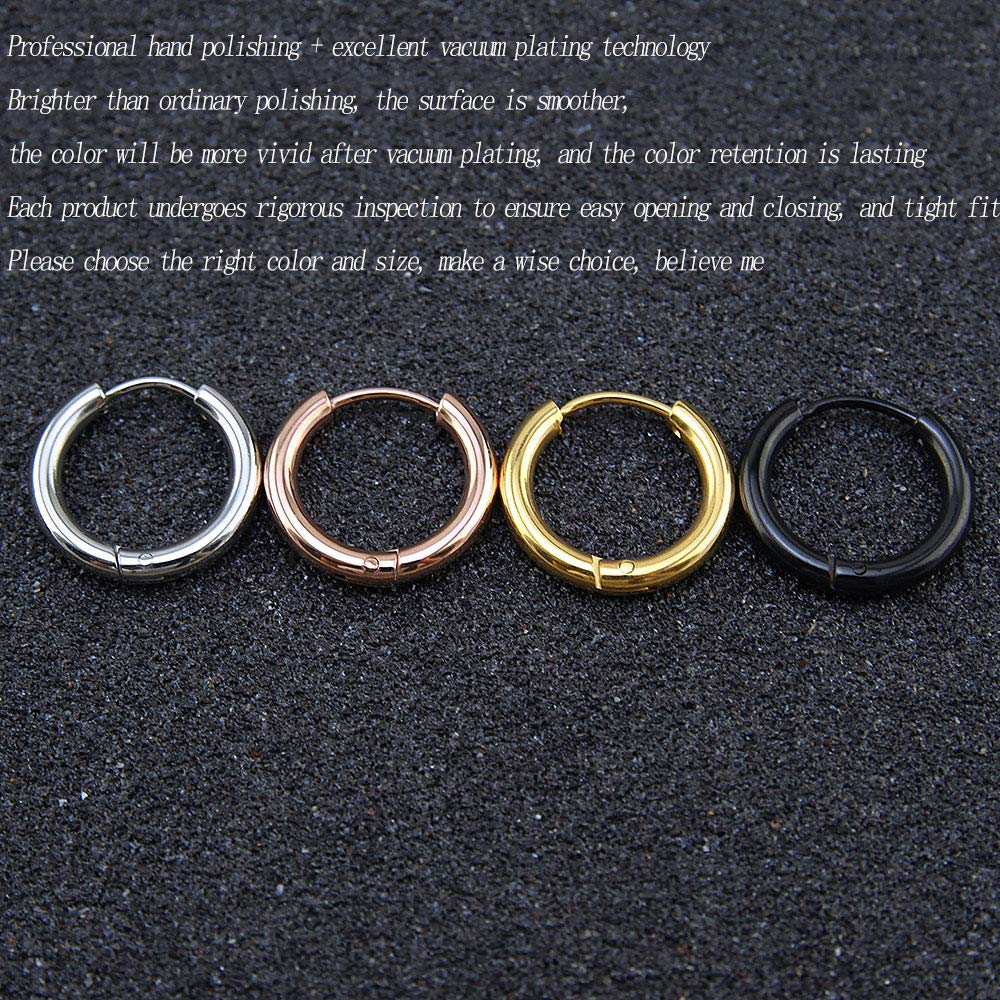 316L Surgical Stainless Steel Huggie Hoop Earrings 10mm Gold Hypoallergenic Earrings Hoop Cartilage Helix Lobes Hinged Sleeper Earrings For Men Women (C01:10mm Gold(THK 2.0mm))
