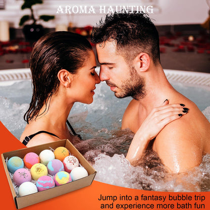 KASTU Bath Bombs Salt Balls,12 PCS Gift Set,Vanilla Menthol Rose Extract Essential Oils,Moisturizing Dry Skin,Fizzy Spa,Relaxing,Bubble Bath Bomb Gifts Idea for Men Women