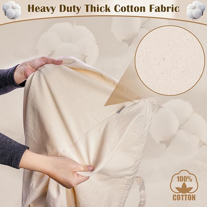 Cotton Canvas Laundry Bag 33"Wx 35"H, Thick Cotton Laundry Bag