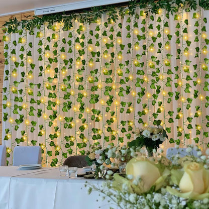 CQURE 24 Pack 168Ft Artificial Ivy Garland,Ivy Garland Fake vines UV Resistant Green Leaves Fake Plants Hanging Vine Plant for Wedding Party Garden Wall Room Decor