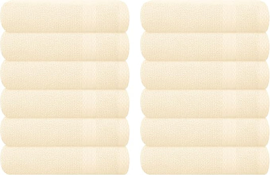 GLAMBURG Ultra Soft 12-Piece Washcloths Set 13x13-100% Ringspun Cotton
