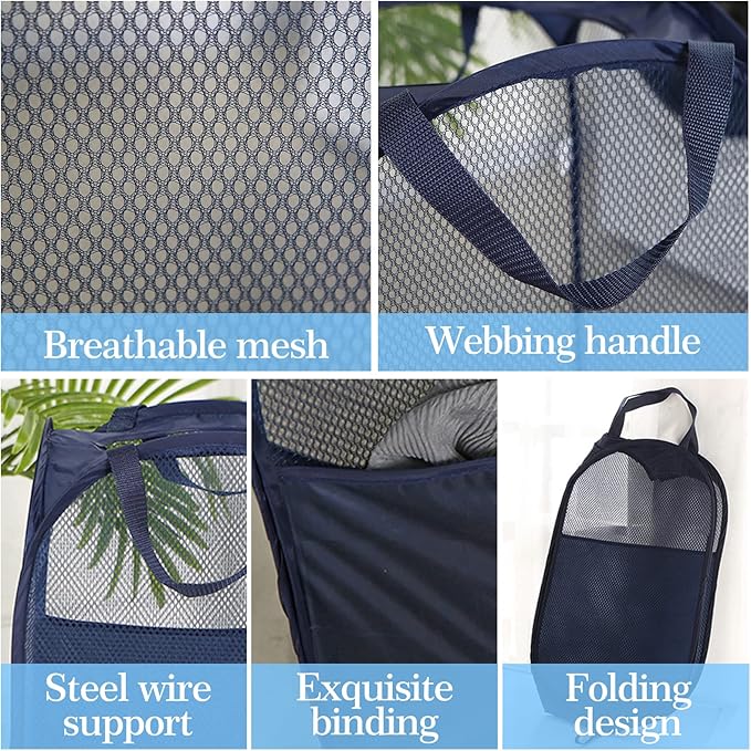 AQQA 6 Pcs Handy Laundry Collapsible Mesh Foldable Hampe, Popup Laundry Basket