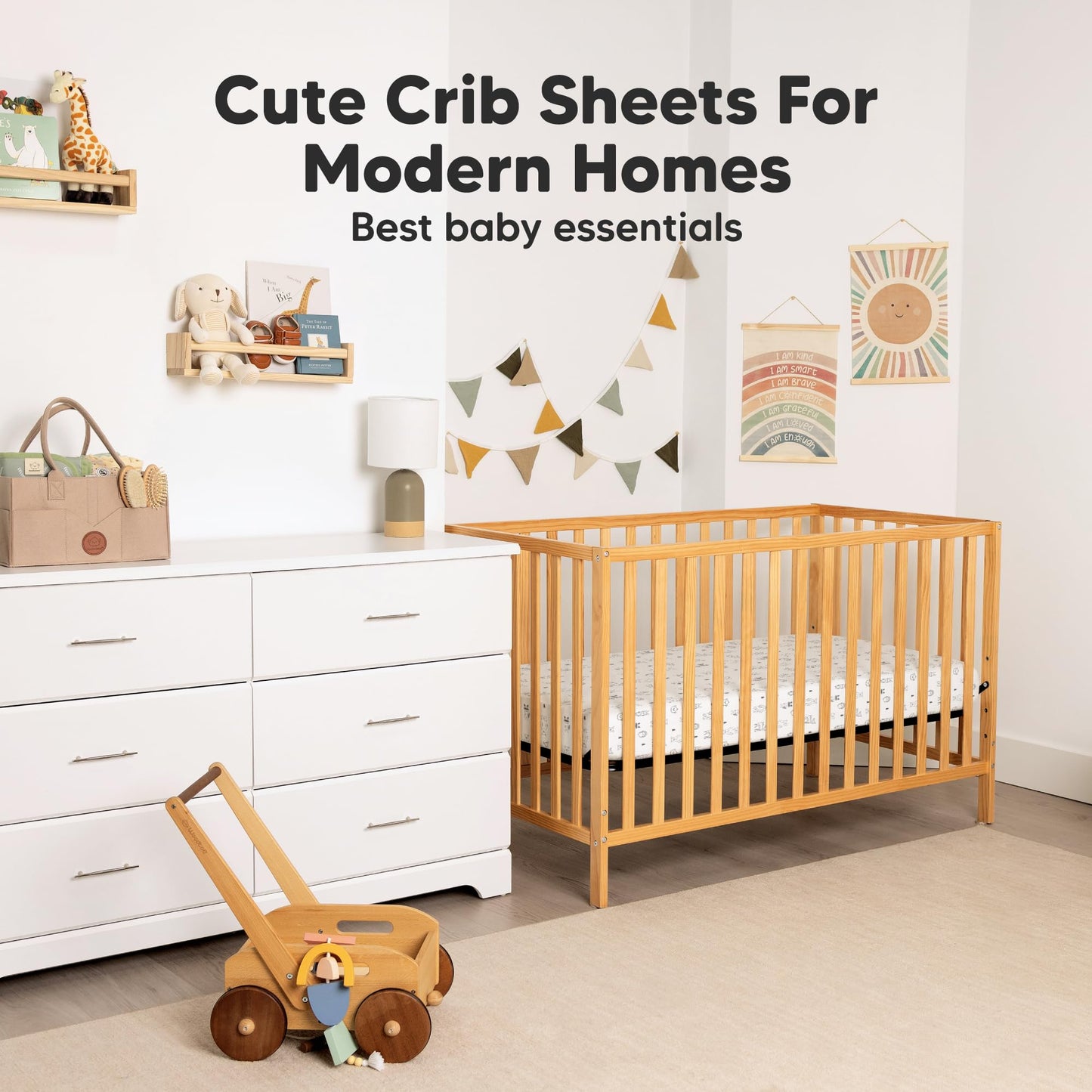 KeaBabies 2-Pack Organic Cotton Crib Sheets for Boys, Girls - 52x28 Fitted Crib Mattress Sheet Neutral, Breathable Cover for Baby Bed Set, Toddler Mattress, Soft & Cute Prints (DinoDood)