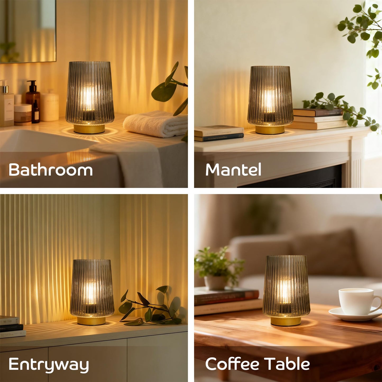 LUSHARBOR Battery Operated Lamp with Timer, Small Cozy Table Lamp for Dorm Room, Aesthetic Cordless Bedside Battery Lamp for Living Room/Shelf/Office Desk/Side Table Grey