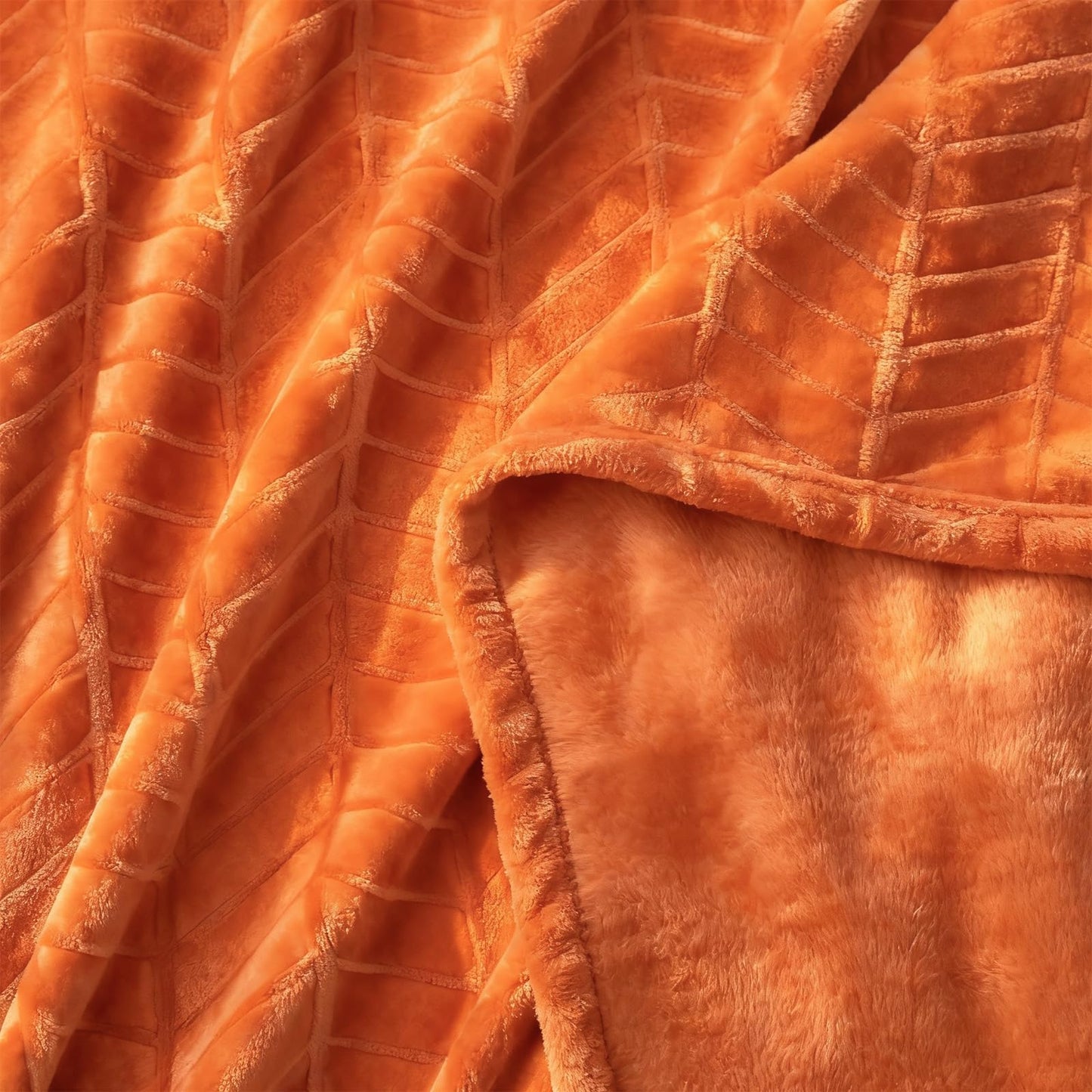 Excervent Soft Brushed Flannel Throw Blanket Burnt Orange Fleece Blankets Chevron Pattern for Sofa, Chair, Couch - Fluffy Warm Cozy Decorative Blanket (40x50 inches) for Kids