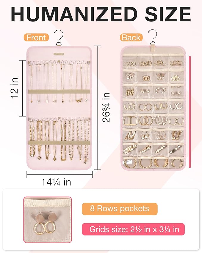 BAGSMART Hanging Jewelry Organizer Storage Roll