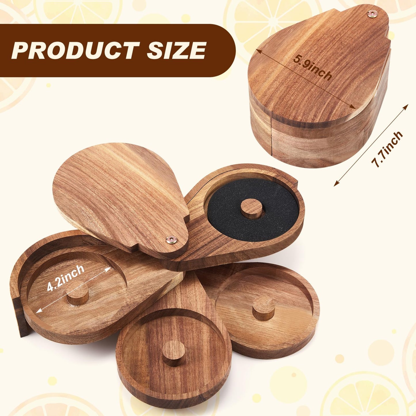 Mifoci Acacia 4 Tier Margarita Salt Rimmer Set Magnetic Rimming Station with Lid and 5 Sponges Bar Glass Rimmer Home Bar Accessories for Cocktails Drinks House Party Bartender Supplies