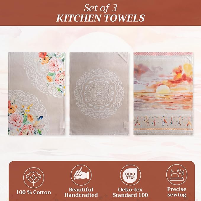 Maison d' Hermine Kitchen Towels Set of 3 100% Cotton 27.50" x 20" Reusable