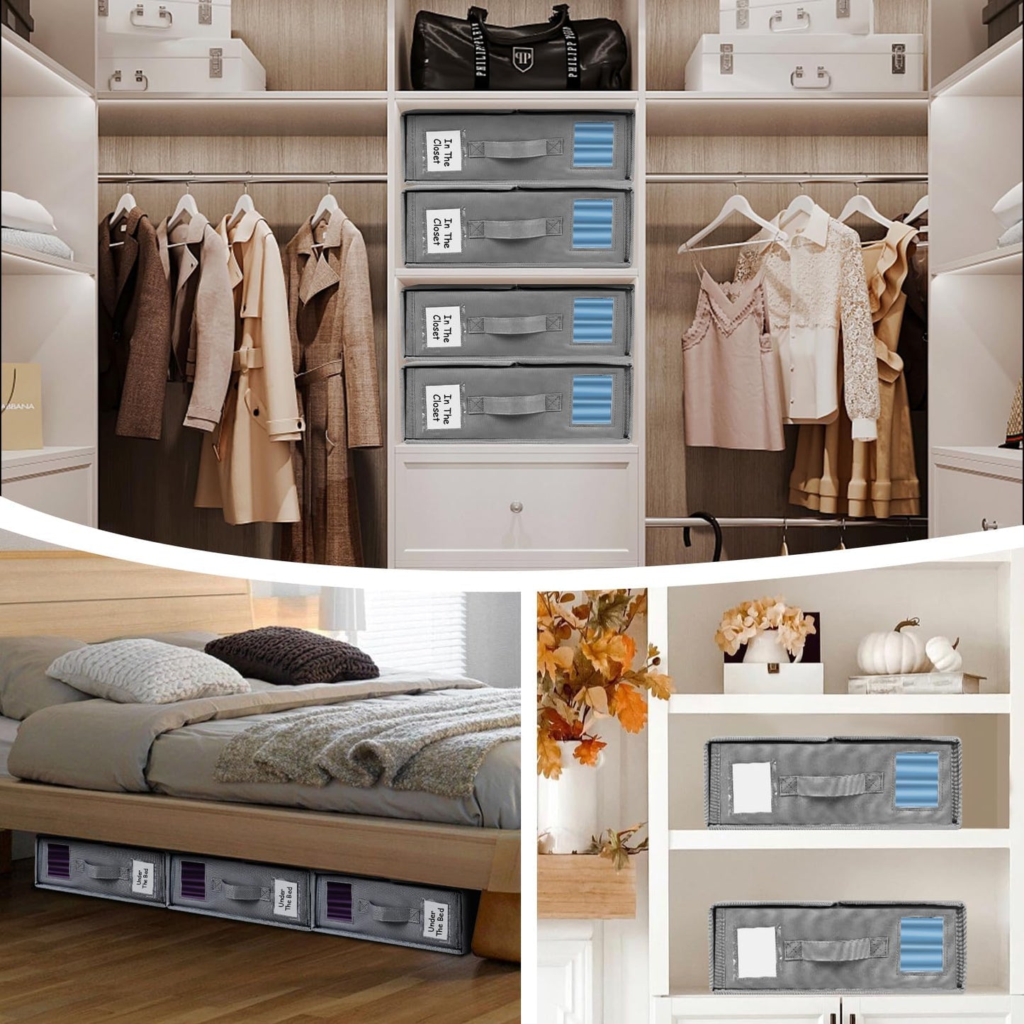 Bed Sheet Organizers and Storage - Foldable Sheet Cube Storage Container with Handles and Labels, Bedding Storage Box for Linen Closet, Wardrobe, Under Bed, Fits King/Queen Sheets, Towels(8 PCS)