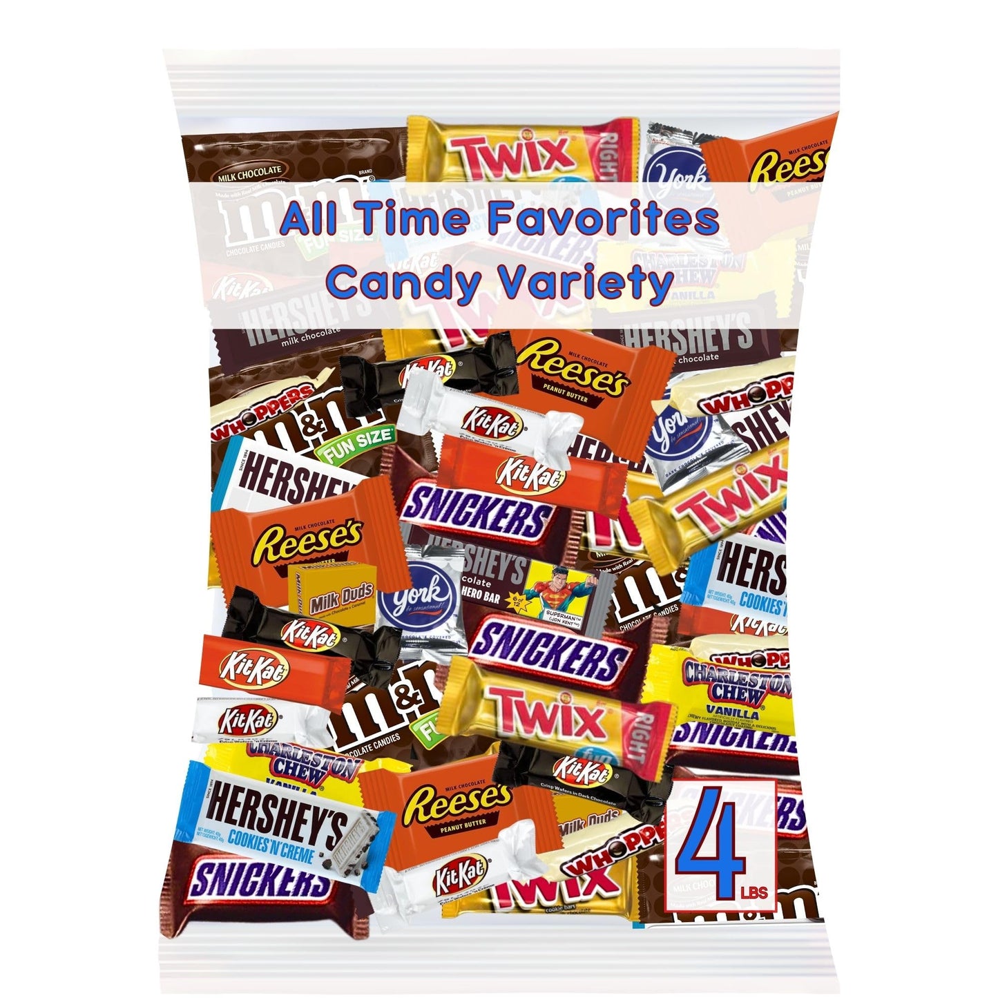 ULTIMATE Assorted 4 Lb. Chocolate Candy Variety Pack, Bulk Mega Candy Mix, Fun Size Assortment, Individually Wrapped Minis, Great for Easter Basket Fillers & Egg Hunts, Parties, Parades & Pinatas! (All Time Favorites, 4 Lbs.)
