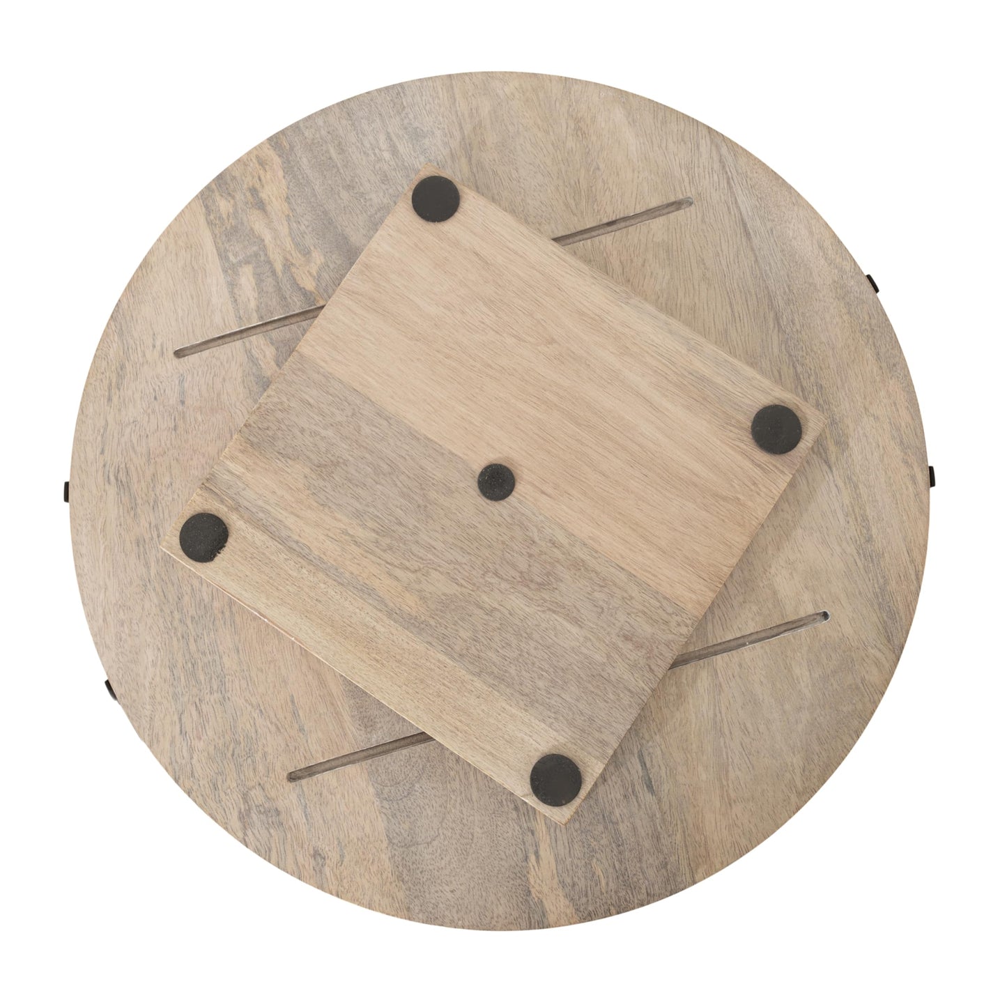 Kate and Laurel Bruillet Farmhouse Wood Round Lazy Susan Tray; 20 x 20; Natural; Wooden Countertop Organizer with Turning Lazy Susan for Kitchen Storage; Coffee Table; or Living Room Ottoman