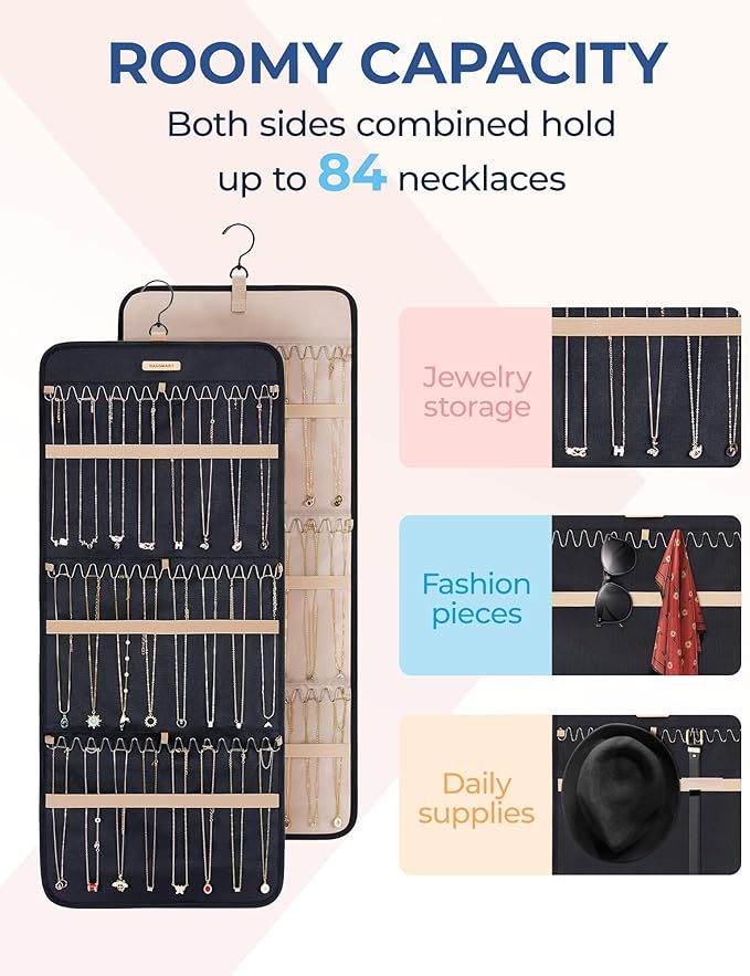 BAGSMART Hanging Necklaces Organizer Jewelry Holder Storage Roll